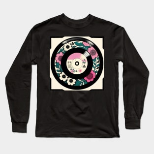 Pastel Floral Vinyl Record Long Sleeve T-Shirt